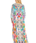 Sakkas Georgettina 2025 Flowy Rhinestone V Neck Long Caftan Dress / Cover Up