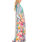 Sakkas Georgettina 2025 Flowy Rhinestone V Neck Long Caftan Dress / Cover Up