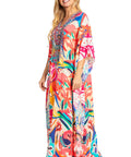 Sakkas Georgettina 2025 Flowy Rhinestone V Neck Long Caftan Dress / Cover Up