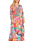 Sakkas Georgettina 2025 Flowy Rhinestone V Neck Long Caftan Dress / Cover Up