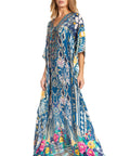 Sakkas Georgettina 2025 Flowy Rhinestone V Neck Long Caftan Dress / Cover Up