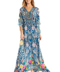 Sakkas Georgettina 2025 Flowy Rhinestone V Neck Long Caftan Dress / Cover Up