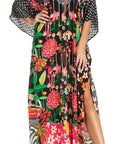 Sakkas Georgettina 2025 Flowy Rhinestone V Neck Long Caftan Dress / Cover Up