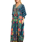 Sakkas Georgettina 2025 Flowy Rhinestone V Neck Long Caftan Dress / Cover Up