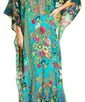 Sakkas Georgettina 2025 Flowy Rhinestone V Neck Long Caftan Dress / Cover Up