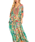 Sakkas Georgettina 2025 Flowy Rhinestone V Neck Long Caftan Dress / Cover Up