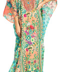 Sakkas Georgettina 2025 Flowy Rhinestone V Neck Long Caftan Dress / Cover Up