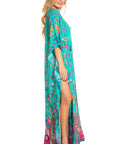 Sakkas Georgettina 2025 Flowy Rhinestone V Neck Long Caftan Dress / Cover Up