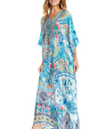 Sakkas Georgettina 2025 Flowy Rhinestone V Neck Long Caftan Dress / Cover Up