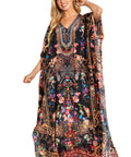 Sakkas Georgettina 2025 Flowy Rhinestone V Neck Long Caftan Dress / Cover Up