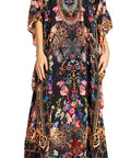Sakkas Georgettina 2025 Flowy Rhinestone V Neck Long Caftan Dress / Cover Up