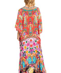 Sakkas Georgettina 2025 Flowy Rhinestone V Neck Long Caftan Dress / Cover Up