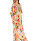 Sakkas Georgettina 2025 Flowy Rhinestone V Neck Long Caftan Dress / Cover Up