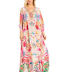 Sakkas Georgettina 2025 Flowy Rhinestone V Neck Long Caftan Dress / Cover Up