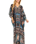 Sakkas Georgettina 2025 Flowy Rhinestone V Neck Long Caftan Dress / Cover Up
