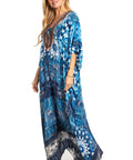 Sakkas Georgettina 2025 Flowy Rhinestone V Neck Long Caftan Dress / Cover Up