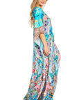 Sakkas Georgettina 2025 Flowy Rhinestone V Neck Long Caftan Dress / Cover Up