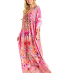 Sakkas Georgettina 2025 Flowy Rhinestone V Neck Long Caftan Dress / Cover Up
