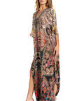 Sakkas Georgettina 2025 Flowy Rhinestone V Neck Long Caftan Dress / Cover Up
