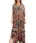 Sakkas Georgettina 2025 Flowy Rhinestone V Neck Long Caftan Dress / Cover Up