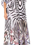 Sakkas Georgettina Flowy Rhinestone V Neck Long Caftan Dress/Cover Up