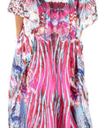 Sakkas Georgettina Flowy Rhinestone V Neck Long Caftan Dress/Cover Up