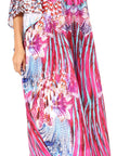 Sakkas Georgettina Flowy Rhinestone V Neck Long Caftan Dress/Cover Up