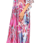 Sakkas Georgettina Flowy Rhinestone V Neck Long Caftan Dress/Cover Up