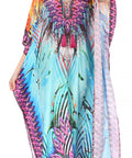 Sakkas Georgettina Flowy Rhinestone V Neck Long Caftan Dress/Cover Up