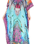 Sakkas Georgettina Flowy Rhinestone V Neck Long Caftan Dress/Cover Up