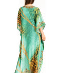Sakkas Georgettina Flowy Rhinestone V Neck Long Caftan Dress/Cover Up