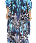 Sakkas Georgettina Flowy Rhinestone V Neck Long Caftan Dress/Cover Up