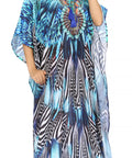 Sakkas Georgettina Flowy Rhinestone V Neck Long Caftan Dress/Cover Up