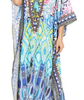 Sakkas Georgettina Flowy Rhinestone V Neck Long Caftan Dress/Cover Up