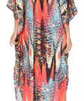 Sakkas Georgettina Flowy Rhinestone V Neck Long Caftan Dress/Cover Up