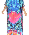 Sakkas Georgettina Flowy Rhinestone V Neck Long Caftan Dress/Cover Up
