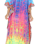 Sakkas Georgettina Flowy Rhinestone V Neck Long Caftan Dress/Cover Up
