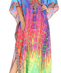 Sakkas Georgettina Flowy Rhinestone V Neck Long Caftan Dress/Cover Up