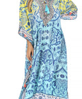 Sakkas Georgettina Flowy Rhinestone V Neck Long Caftan Dress/Cover Up