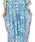 Sakkas Georgettina Flowy Rhinestone V Neck Long Caftan Dress/Cover Up