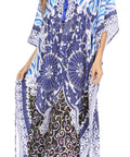 Sakkas Georgettina Flowy Rhinestone V Neck Long Caftan Dress/Cover Up