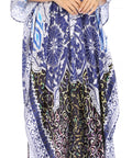 Sakkas Georgettina Flowy Rhinestone V Neck Long Caftan Dress/Cover Up