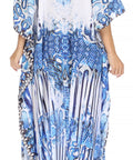 Sakkas Georgettina Flowy Rhinestone V Neck Long Caftan Dress/Cover Up