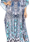 Sakkas Georgettina Flowy Rhinestone V Neck Long Caftan Dress/Cover Up