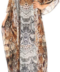 Sakkas Georgettina Flowy Rhinestone V Neck Long Caftan Dress/Cover Up