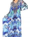 Sakkas Georgettina Flowy Rhinestone V Neck Long Caftan Dress/Cover Up