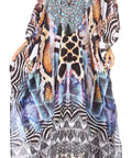 Sakkas Georgettina Flowy Rhinestone V Neck Long Caftan Dress/Cover Up