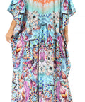 Sakkas Georgettina Flowy Rhinestone V Neck Long Caftan Dress/Cover Up