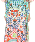 Sakkas Georgettina Flowy Rhinestone V Neck Long Caftan Dress/Cover Up