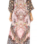 Sakkas Georgettina Flowy Rhinestone V Neck Long Caftan Dress/Cover Up